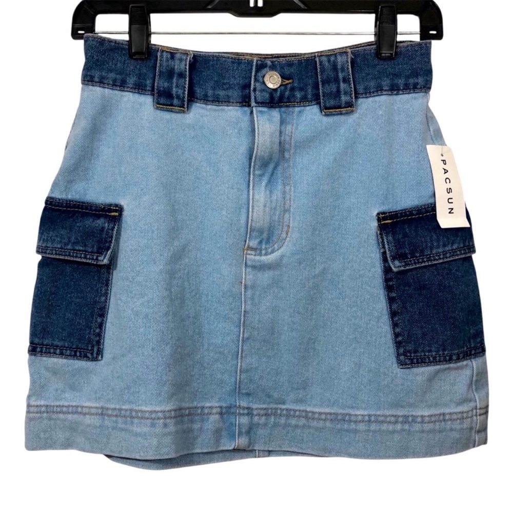 NWT PACSUN WOMEN'S Corine Blue denim 100% Cotton mini skirt size 26 US 4